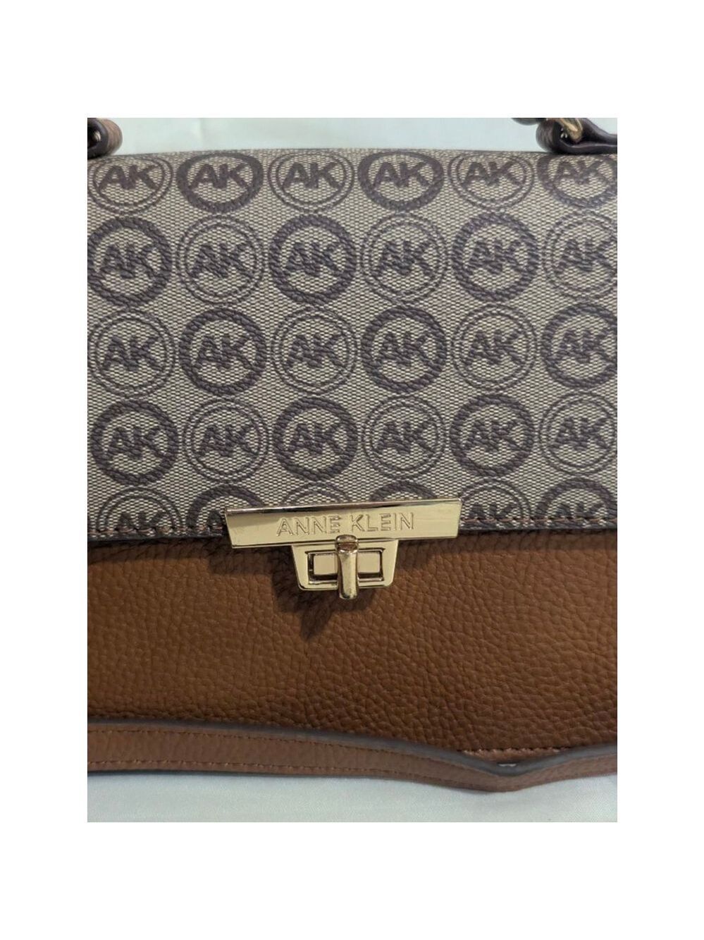 Anne Klein Logo Crossbody Convertible Shoulder Bag Brown Tan - Picture 7 of 13